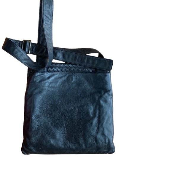 Timmy Woods Beverly Hills Woven Buttery Soft Leather Messenger Crossbody Handbag - Picture 7 of 16